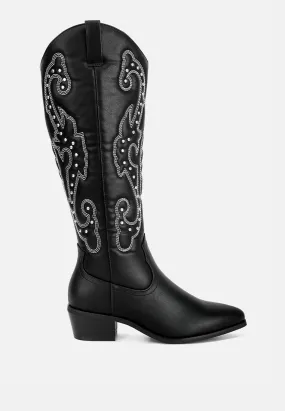 Reyes Patchwork Studded Cowboy Boots Reyes Patchwork Studded Cowboy Boots