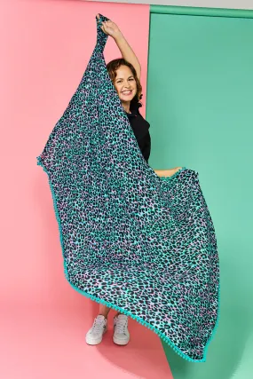 Scamp & Dude x Giovanna Fletcher Green with Pink and Black Shadow Leopard Charity Super Scarf Scamp & Dude x Giovanna Fletcher Green with Pink and Black Shadow Leopard Charity Super Scarf