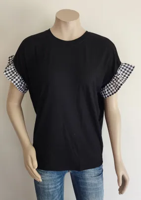 Slouchy Tee with Gingham Ruffle Slouchy Tee with Gingham Ruffle