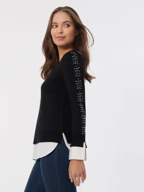 Sparkle Accent Twofer Layered Look Top Sparkle Accent Twofer Layered Look Top