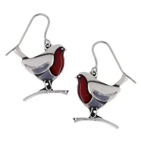 ST JUSTIN PEWTER ROBIN on Branch DROP EARRINGS ST JUSTIN PEWTER ROBIN on Branch DROP EARRINGS
