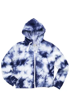 Tie Dye French Terry Zip Up Hoodie In Blue Tie Dye French Terry Zip Up Hoodie In Blue