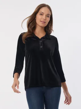 Velour Pop-Over Collar Top Velour Pop-Over Collar Top