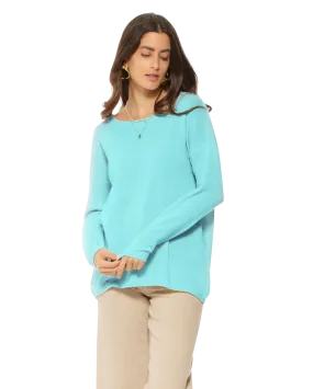 Women's Oversized Cashmere Boatneck Sweater Cyan Women's Oversized Cashmere Boatneck Sweater Cyan