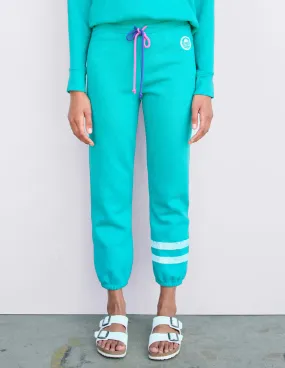 WOMEN'S STRIPES LOGO JOGGER IN TEAL WOMEN'S STRIPES LOGO JOGGER IN TEAL